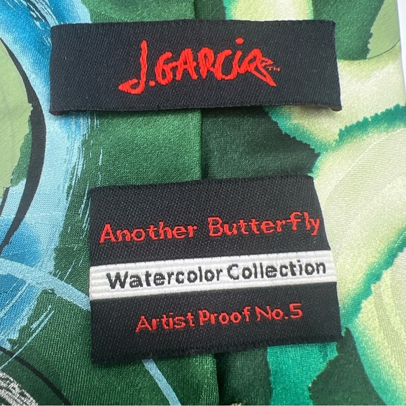 J. Garcia 100% silk Abstract Green and Teal Tie - Picture 5 of 8